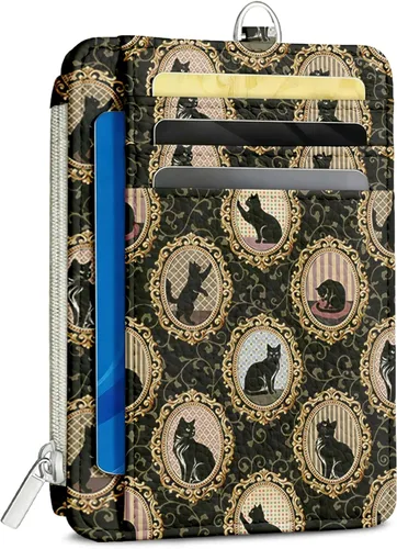 Vista 19 de Cartera delgada para mujer - Soporte para tarjetas de crédito con bloqueo RFID, cartera de piel sintética con ventana de identificación y bolsillo