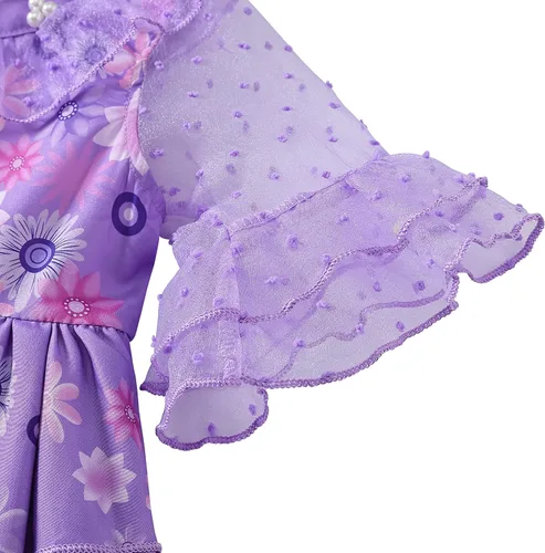Vista 7 de knemmy Encanto Costume for Girl Mirabel Cosplay Outfit Princess Dress Halloween Christmas Party Dress Up Clothes
