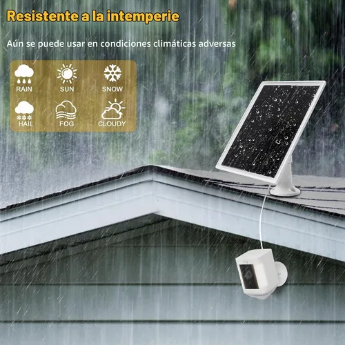 Vista 5 de Cargador de panel solar para cámara Ring, compatible con batería de cámara Ring Stick Up, batería de Ring Spotlight Plus/Pro, resistente al agua
