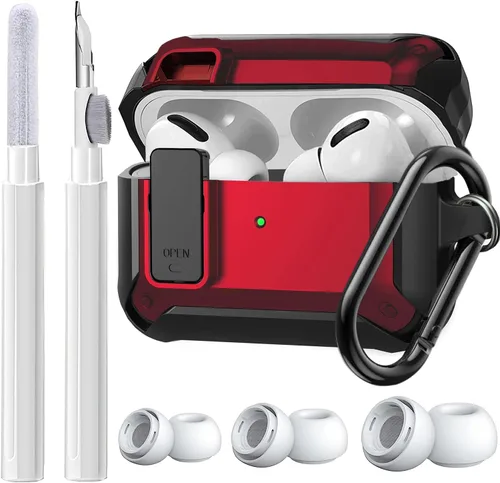 Vista 11 de Olytop Funda de bloqueo para Airpods Pro 2 Gen/Pro con kit de limpieza y puntas de repuesto (S/M/L), funda protectora resistente para iPod Pro