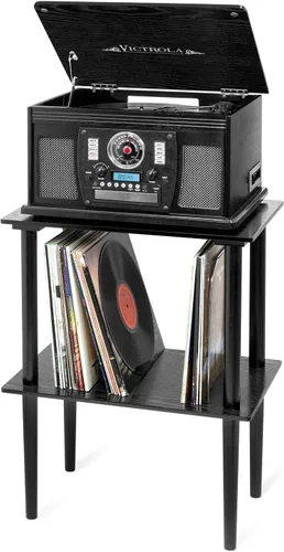 Vista 5 de Victrola Soporte de madera para discos – Pieza complementaria para el centro de música Victrola, con capacidad para más de 50 discos de vinilo