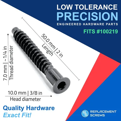 Vista 2 de ReplacementScrews Tornillos de montaje negros compatibles con IKEA Part 100219/100214 (IDANAS, HEMNES, Ivar) – Confirmat de rosca gruesa