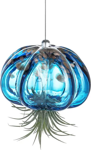 Vista 11 de H&D HYALINE & DORA Terrario de cristal soplado a mano colgante con diseño de medusa de aire para plantas de aire, decoración para jardín, porche
