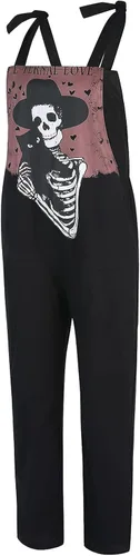 Vista 4 de Akivide Halloween Skeleton Print Overalls Women Halloween Skull Print Causal Strap Long Pants Jumpsuits for Women