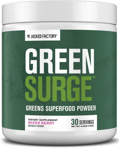 Vista 8 de Jacked Factory Green Surge Green Superfood - Bebida verde apta para dieta cetogénica con espirulina, hierba de trigo y cebada, verduras orgánicas