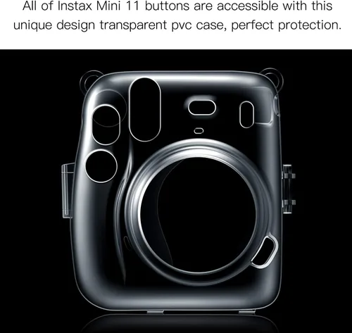 Vista 8 de Fintie Funda protectora transparente para cámara Fujifilm Instax Mini 11 de película instantánea - Carcasa rígida de cristal con correa de hombro