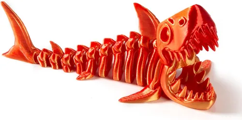 Vista 8 de Juguete de tiburón articulado impreso en 3D, divertido diseño de esqueleto móvil para decoración de escritorio, antiestrés y descompresión, lindo