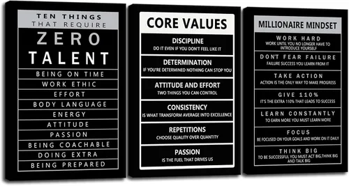 Vista 28 de Arte de Pared Motivacional 40 Razones para Entrenar 3 Piezas Pintura Impresión en Lienzo Decoración de Oficina Póster Mentalidad Millonaria