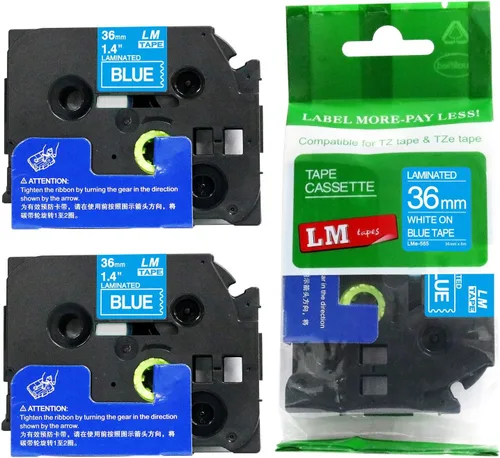 Vista 7 de 2/Pack LMe561 Premium 1.5" Black Print on Blue Label Tape, Compatible with Brother TZe-561 P-Touch Tape 36mm Laminated Replacement Label Tape.