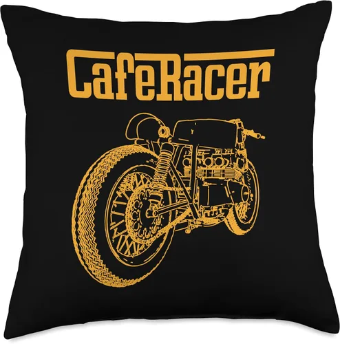 Vista 4 de American Cafe Racer Motorcycle Apparel and Merch Cafe Racer Biker Men Women Adult Teens Boys Girls Kids Youth Throw Pillow, 16x16, Multicolor
