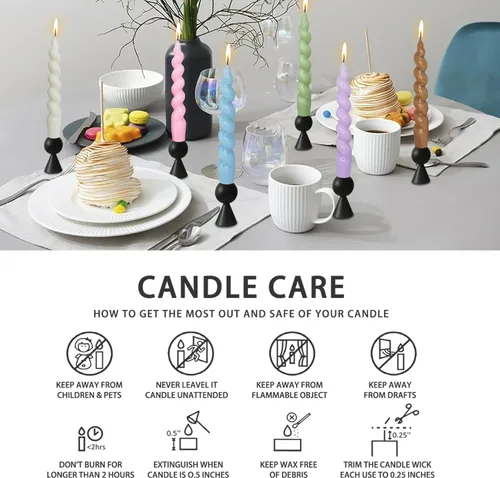 Vista 9 de Candelabros en espiral verde y velas cónicas verdes - Gedengni 7.5 pulgadas Velas cónicas cortas y encantadoras con diseño retorcido, velas sin