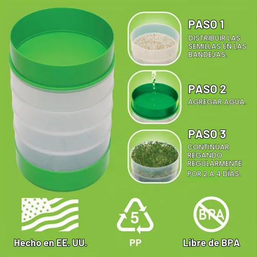 Vista 5 de Deluxe 4 bandejas para el cultivo en el hogar de brotes de semillas de VICTORIO VKP1200
