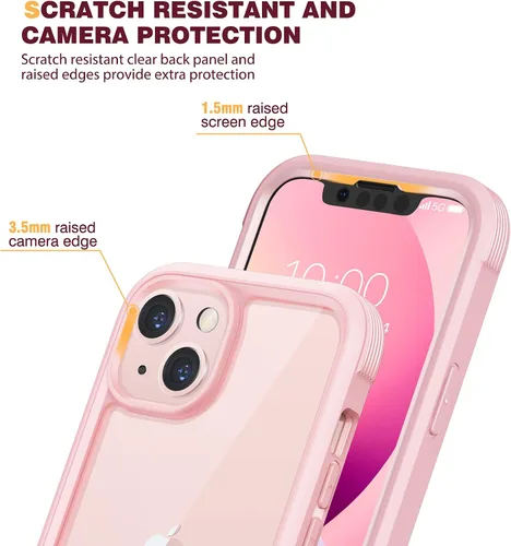 Vista 4 de Diaclara - Funda diseñada para iPhone 13, carcasa resistente de cuerpo completo con protector de pantalla integrado sensible al tacto, antiarañazos