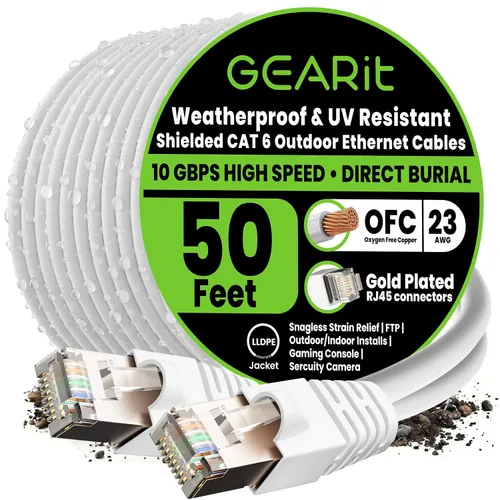 Vista 8 de GEARit - Cable Ethernet Cat6 para exteriores (3 m) 23AWG de cobre puro, FTP, LLDPE, impermeable, entierro directo, en tierra, resistente a UV, POE