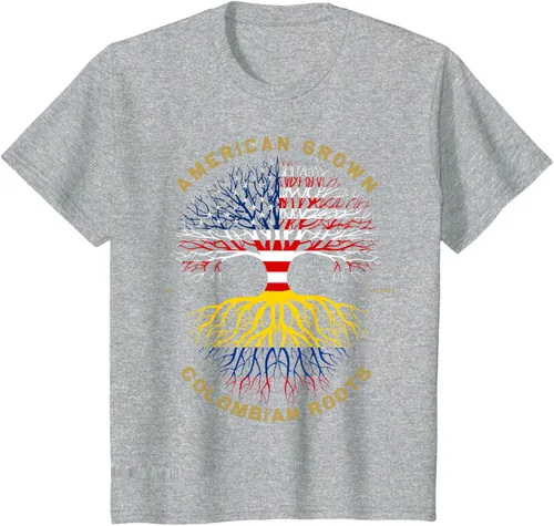 Vista 34 de Camiseta de regalo con la bandera de Estados Unidos con árbol de raíces colombianas