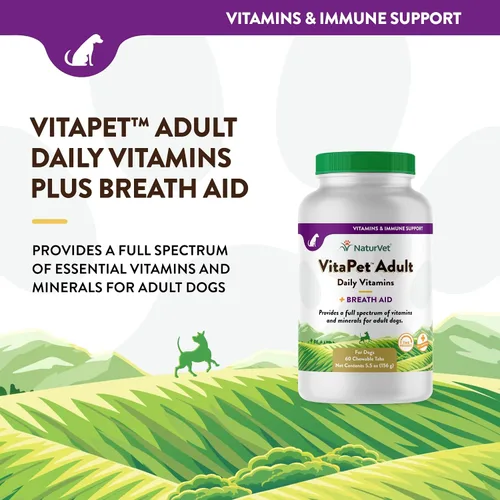 Vista 3 de NaturVet VitaPet Vitaminas diarias para perros con ayuda respiratoria – Incluye espectro completo de vitaminas, minerales, ácidos grasos omega-6