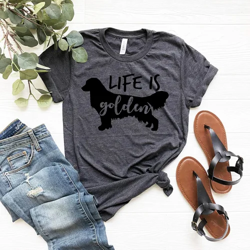 Vista 4 de Life Is Golden Shirt, Golden Retriever Shirt, Golden Retriever Mom, Dog Mom Shirt, Golden Retriever Mom
