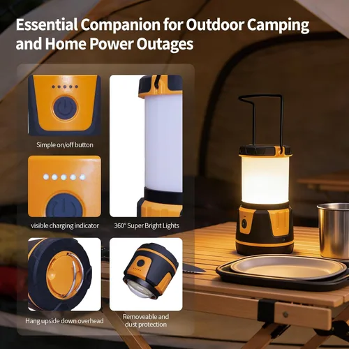 Vista 3 de Linterna LED recargable, 3000 lúmenes, 5 modos de luz, IP54 impermeable, batería de 7500 mAh, linterna portátil para campamento, senderismo, cortes