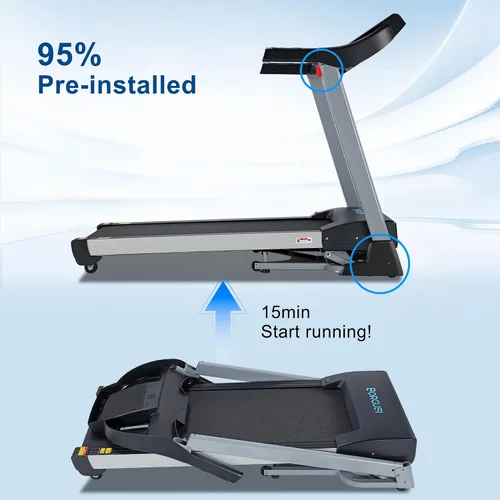 Vista 2 de BORGUSI Cinta de correr inclinada 15% automática con altavoz Bluetooth, 20 pulgadas de ancho 3.5 HP plegable caminadora eléctrica con pantalla LCD