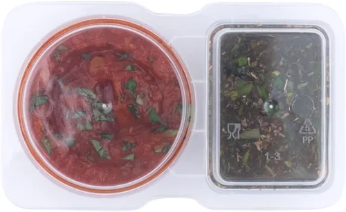 Vista 9 de Futura - Recipientes para aperitivos de 5 onzas, 100 recipientes para salsa para microondas, 2 compartimentos, tapa con bisagras, vasos de plástico
