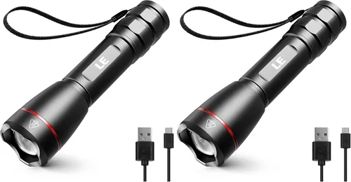 Vista 7 de Linterna LED recargable Lepro, LP3000 de alto lúmenes, con zoom, linterna brillante, impermeable, 5 modos de iluminación, linterna de mano pequeña