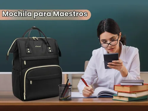 Vista 8 de Mochila para laptop LOVEVOOK para mujer, Negro, Mochilas Daypack