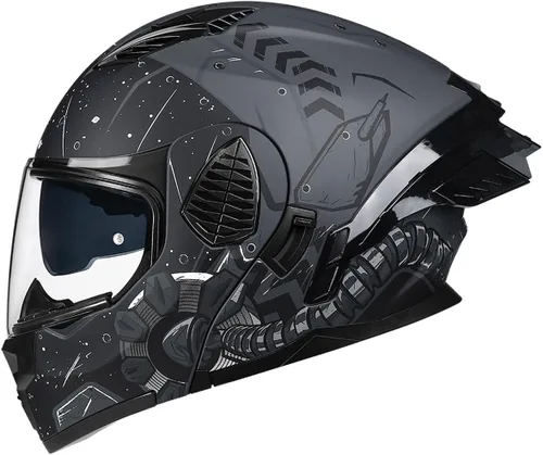Vista 15 de Casco de Motociclista de Cara Completa con Visera Dual y Abatible para Adultos, Hombres y Mujeres, Integrado para Motocicleta, Calle, Ciclomotor