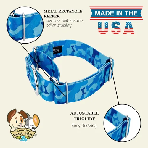 Vista 9 de Country Brook Petz - Collar para perro Martingala de camuflaje azul con 10 diseños resistentes (1 1/2 pulgadas, mediano)