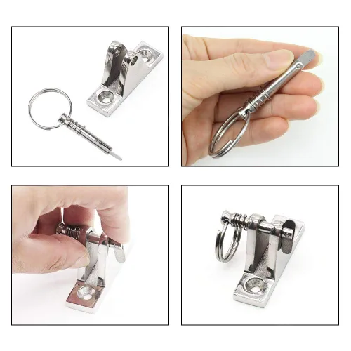 Vista 3 de Hysagtek 6 pines Bimini de 1/4 de pulgada de diámetro, accesorios superiores Bimini de liberación rápida, pasadores de toldo para lancha, accesorios