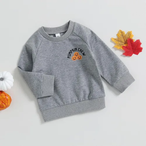 Vista 3 de Karwuiio Sudadera de manga larga con cuello redondo para bebé, niño, niña, Halloween, sudadera de manga larga, ropa de otoño