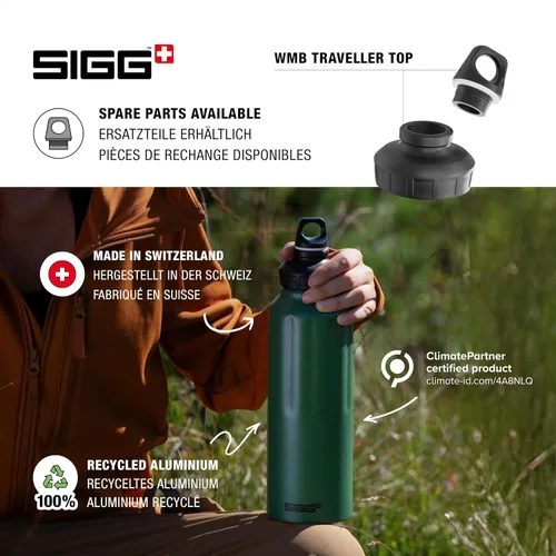 Vista 4 de SIGG - Outdoor Water Bottle - WMB Traveller 51 OZ - Swiss Made - Carbonated Drinks - Leakproof, Recycled, Carbon Neutral