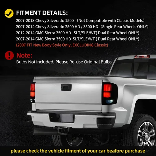 Vista 7 de DWVO Conjunto de luz trasera LED compatible con Chevy Silverado 1500/07-10 Silverado 2500 HD y 3500 HD