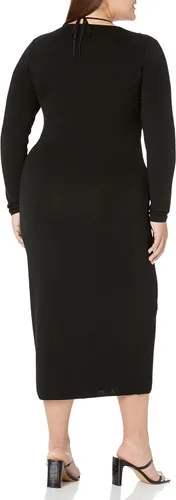 Vista 4 de The Drop Vestido midi Corbin de manga larga con detalle halter y corte para mujer