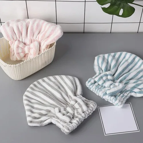 Vista 5 de Gorro de microfibra para el cabello, suave y absorbente, de secado rápido, para cabello rizado y grueso, gorro envolvente con cepillo