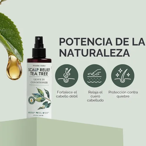 Vista 3 de Spray acondicionador sin enjuague – Tratamiento del cuero cabelludo del árbol de té (paquete de 2) – Anti-caspa, alivio del cuero cabelludo seco