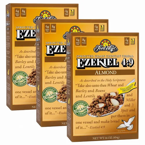 Vista 2 de Food For Life Ezekiel 4:9, cereal de granos germinados orgánico sabor almendra, 16 oz