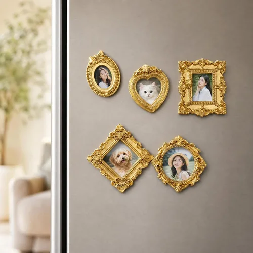 Vista 2 de 10pcs Mini Gold Frames, Resin Baroque Tiny Picture Frames for Craft