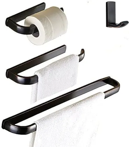 Vista 11 de WINCASE Accesorios de baño de latón, soporte para toallas de baño, antiguo, juego de barra de toalla, soporte para papel higiénico, gancho