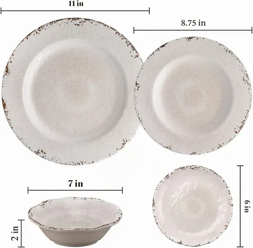Vista 5 de UP Crackle - Platos redondos de melamina para postre, platos pequeños para servir, para aperitivos, aperitivos y guarniciones, crema, 6 pulgadas