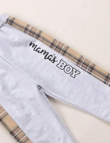 Vista 7 de Ropa de bebé niño a cuadros con capucha de manga larga con capucha y pantalones de retazos, ropa de invierno para niño