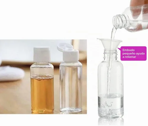 Vista 3 de 20 botellas de plástico con tapa abatible, dispensador vacío transparente, botellas de cosméticos recargables para champú, jabón corporal líquido