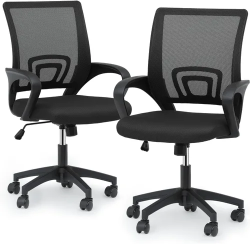 Vista 15 de Magshion Silla de oficina, silla ergonómica de escritorio de malla con respaldo medio, silla de computadora con ruedas con soporte lumbar y cómodos