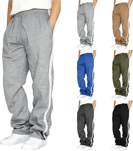 Vista 4 de Pantalones deportivos para hombre, ajuste holgado, pantalones deportivos para hombre, pantalones deportivos de ajuste holgado con cordón y bolsillo