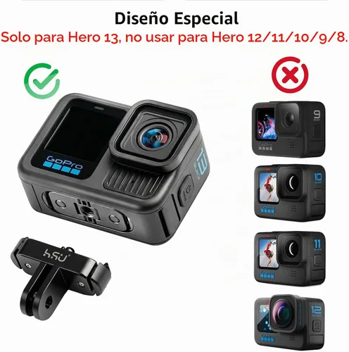 Vista 4 de HSU Soporte magnético para GoPro Hero 13 Negro/Mission 1/Max 2/LIT Hero