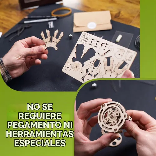 Vista 6 de UGEARS - Reloj de motor 3D rompecabezas de madera para adultos - Kits