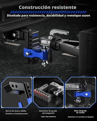 Vista 6 de OMT - Enganche de remolque ajustable, receptor de 2 pulgadas, enganche de Negro-Azul