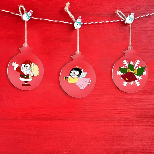 Vista 6 de Jetec 50 piezas de adornos de Navidad de acrílico de 3.7 pulgadas, disco acrílico transparente en blanco, bombilla transparente en blanco