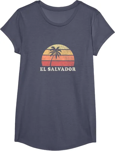 Vista 18 de El Salvador Vintage 70s Retro Throwback Design Camiseta, Azul