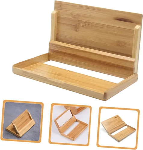 Vista 9 de Zerodeko Soporte de tarjeta de visita vintage Caja de almacenamiento de tarjetas de visita de bambú de madera