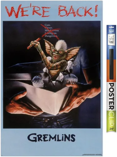 Vista 17 de Gremlins - Póster de pared con texto en inglés «We're Back», 22.4 pulgadas de largo x 14.7 pulgadas de ancho, versión enmarcada de madera de granero